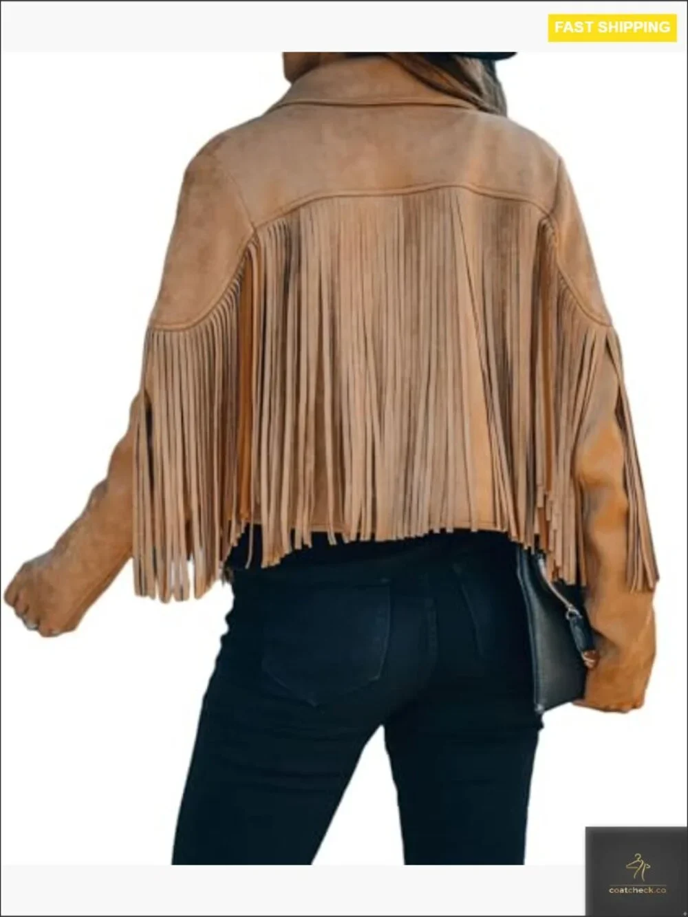 Faux Suede Fringe Cropped Jacket Western Tassel Motorcycle Coat Trendy Fall